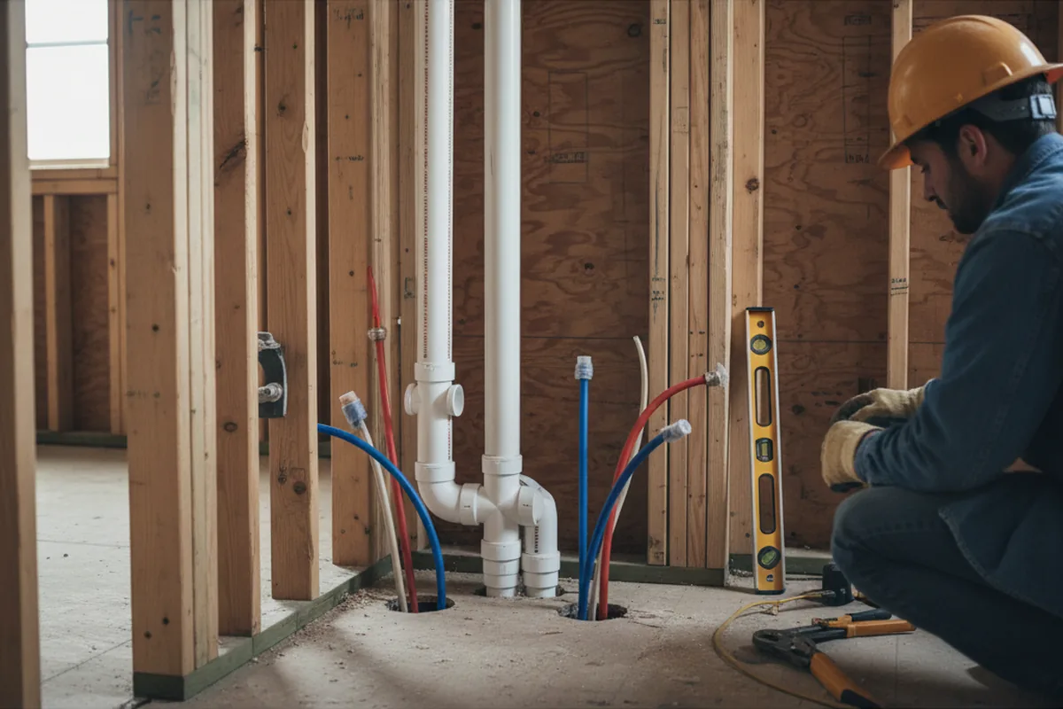 Drain and supply rough-in during Garbage Disposal Repair in Baxter Springs
