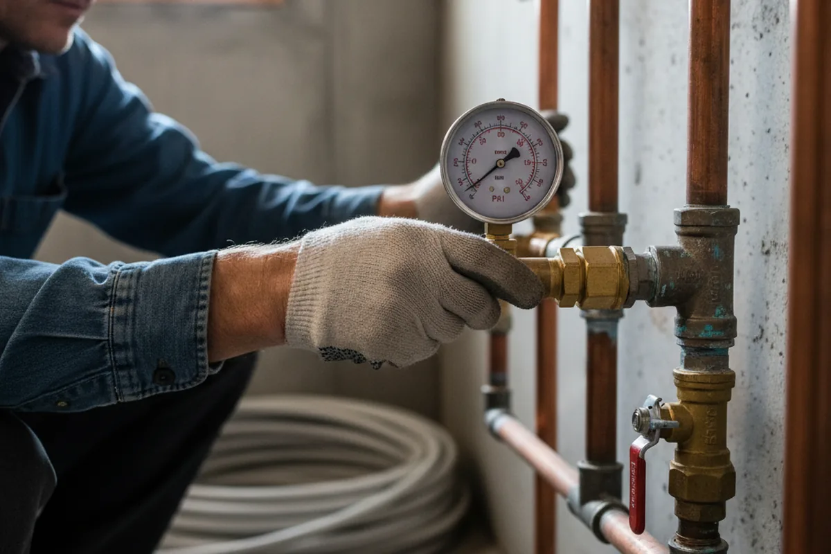 Pressure testing a repaired line during Water Line Repair in Baxter Springs